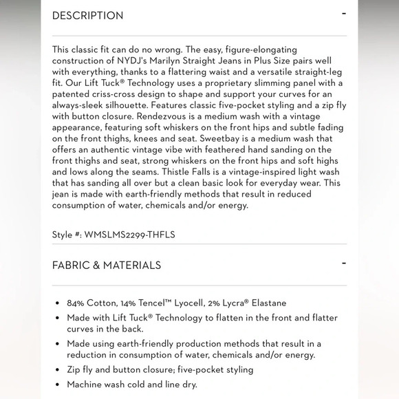 NYDJ Curves 360 Shaper Marilyn Straight Leg Stretch Jeans Thistle Falls 14P Nwt - Picture 7 of 10